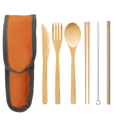 Eco-Friendly Bamboo Travel Cutlery Set with Case