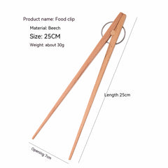 25cm Beech Wood Food Clip Anti-Scald Tongs