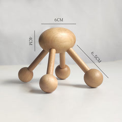 Wooden Octopus Scalp Massager – Relaxing Meridian Handheld Roller