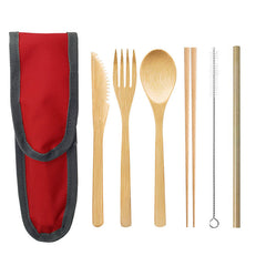 Eco-Friendly Bamboo Travel Cutlery Set with Case