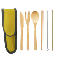 Eco-Friendly Bamboo Travel Cutlery Set with Case