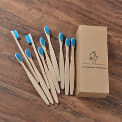 Eco-Friendly Bamboo Toothbrush Set – 10 Mixed Colors
