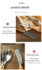 Wooden Handle Stainless Steel Cheese Knife Butter Spreader