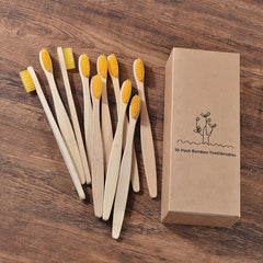 Eco-Friendly Bamboo Toothbrush Set – 10 Mixed Colors