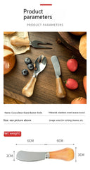 Wooden Handle Stainless Steel Cheese Knife Butter Spreader