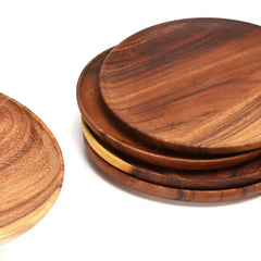 Handmade Acacia Wooden Round Plates for Dining