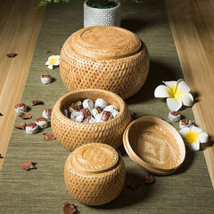 Bamboo Woven Tea Pot Storage Box Container