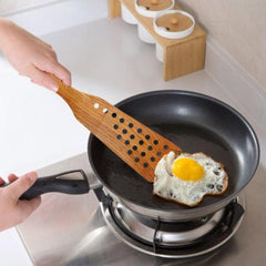 Handmade Wooden Spatula with Holes for Cooking