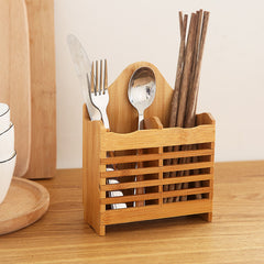 Wall Mounted Bamboo Wooden Chopstick & Utensil Holder
