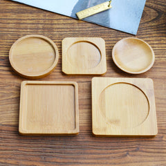 Bamboo Flower Pot Tray Anti-Leakage Round Square