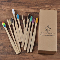 Eco-Friendly Bamboo Toothbrush Set – 10 Mixed Colors