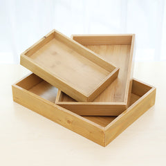 Retro Wooden Rectangular Bamboo Serving and Tea Tray