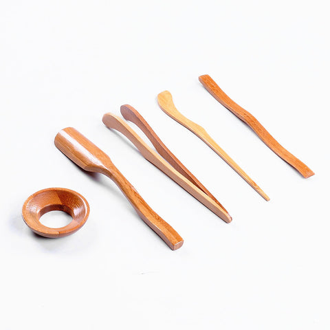 Eco-Friendly Bamboo Five-Piece Tea Spoon Set