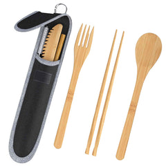 Eco-Friendly Bamboo Travel Cutlery Set with Case