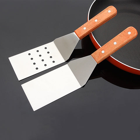 Wooden Handle Stainless Steel Kitchen Cooking Spatula