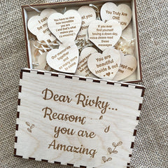 Wooden Friendship Box with Heart Tokens Gift