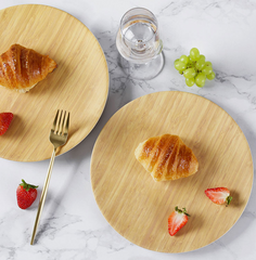 Natural Bamboo Fiber Round Meal Tray – Eco-Friendly Wooden Serving Plate (23cm)
