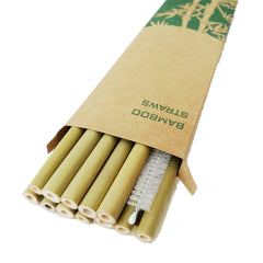 Eco-Friendly Green Yellow Bamboo Drinking Straws 20cm