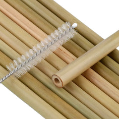 Eco-Friendly Natural Bamboo Straws with Cleaning Brush