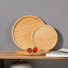 Round Bamboo Wooden Bread & Barbecue Serving Tray