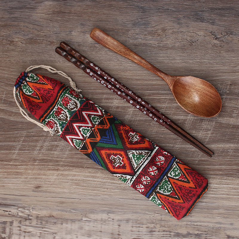 Wooden Travel Chopsticks & Spoon Set – Portable Eco-Friendly Tableware