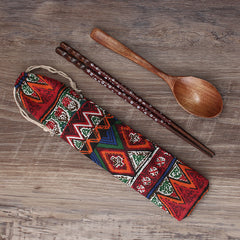 Wooden Travel Chopsticks & Spoon Set – Portable Eco-Friendly Tableware