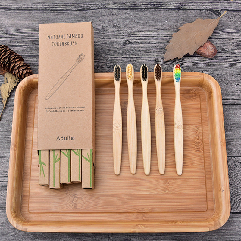Natural Bamboo Toothbrush Set – 6 Pack Adults