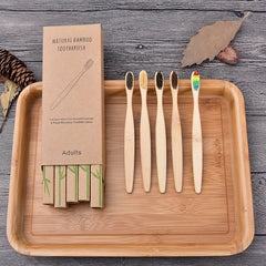 Natural Bamboo Toothbrush Set – 6 Pack Adults