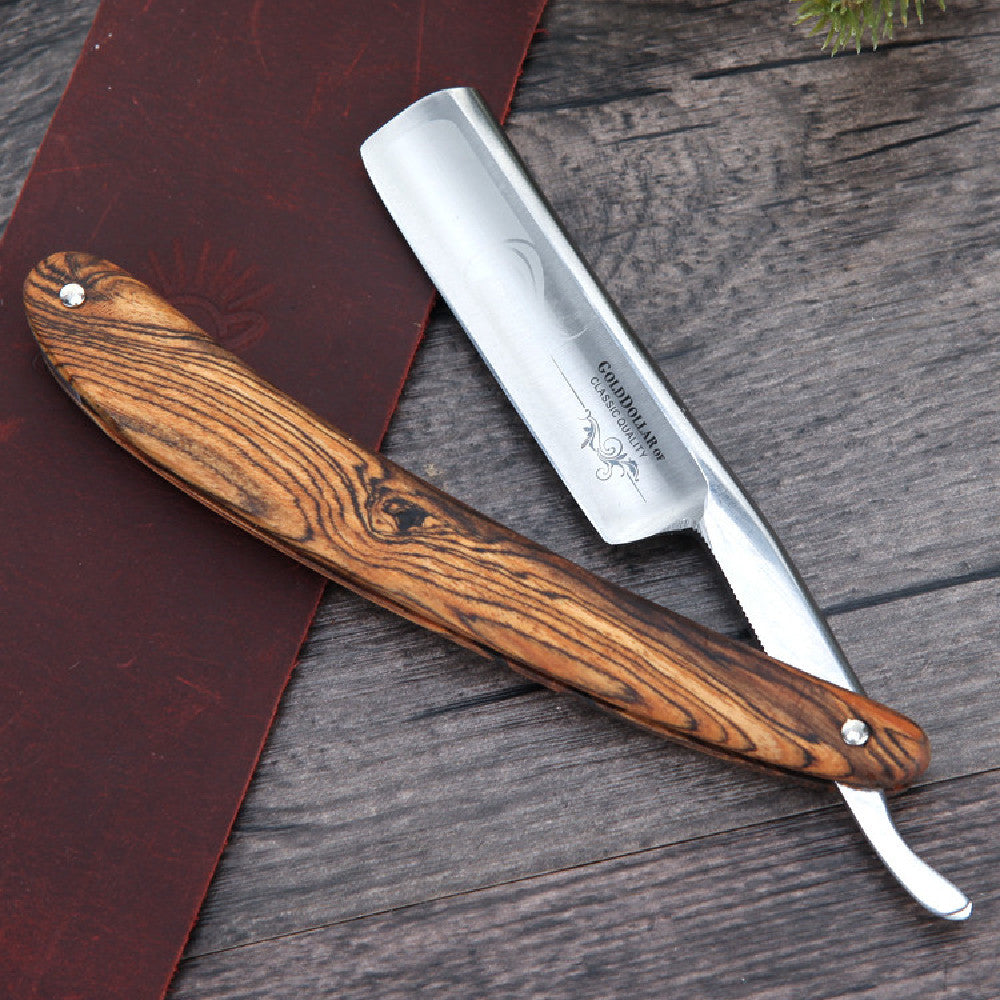 Vintage Wooden Handle Straight Razor – Classic Shaving Blade
