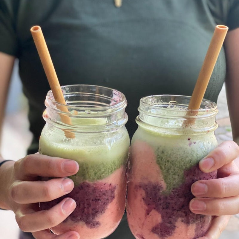 Eco-Friendly 10Pcs Natural Bamboo Reusable Drinking Straws