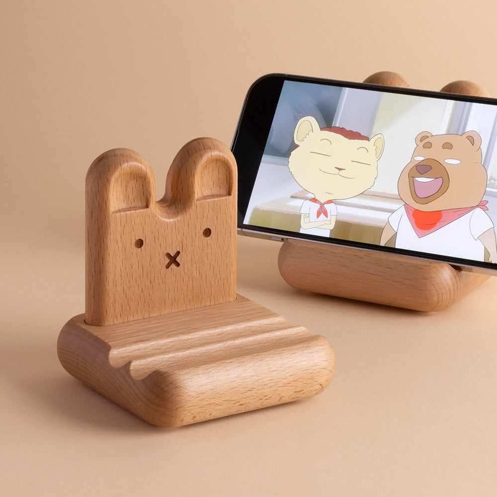 Creative Bunny Wooden Mobile Phone Stand