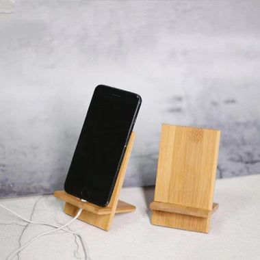 Eco-Friendly Bamboo Phone Holder with Charging Slot