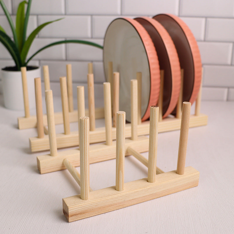 Wooden Draining Rack – Compact Kitchen Storage Organizer