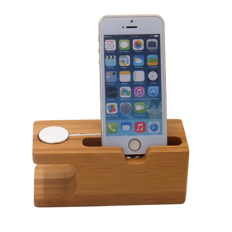 Bamboo Phone Stand with Watch Charging Dock