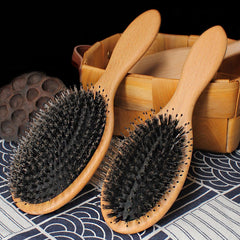 Premium Boar Bristle Wooden Hair Brush – Smooth & Massage Care