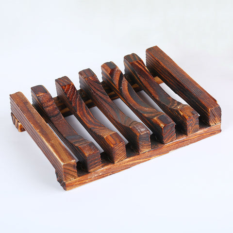 Carbonized Bamboo Wooden Soap Dish for Bathroom