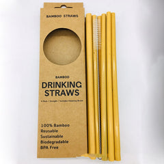 Eco-Friendly Bamboo Drinking Straws with Cleaning Brush