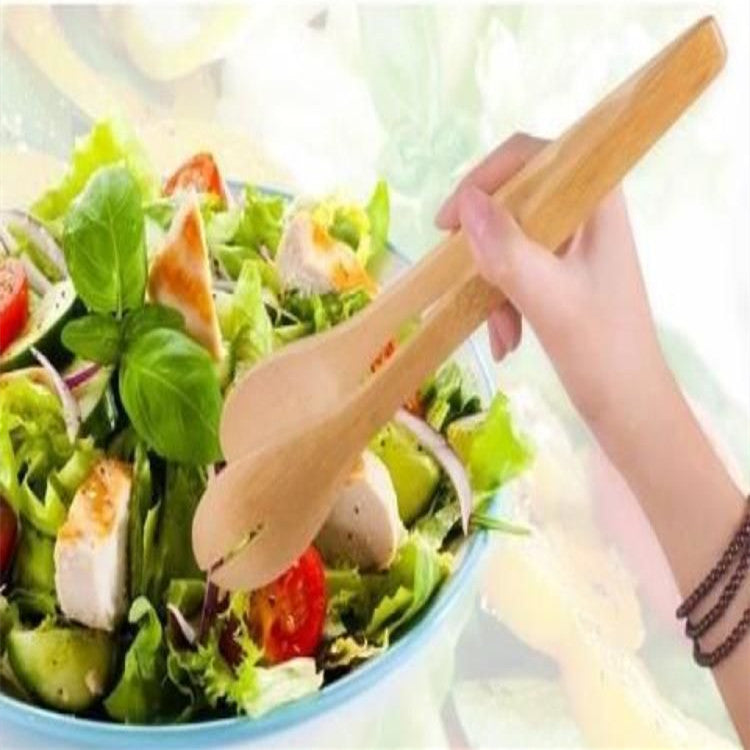 Eco-Friendly 30cm Bamboo Kitchen Food Clip Tongs