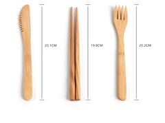 Bamboo Travel Cutlery Set with Pouch – 7pcs