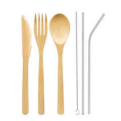 Eco-Friendly Bamboo Travel Cutlery Set with Case