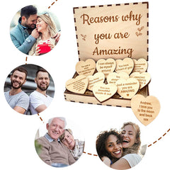 Wooden Friendship Box with Heart Tokens Gift