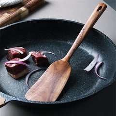 Household Wooden Non-Stick Cooking Spatula – Teak Wood, Heat-Resistant & Durable