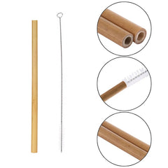 Eco-Friendly Natural Bamboo Straws with Cleaning Brush