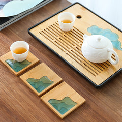Bamboo Kung Fu Tea Cup Coaster Mat
