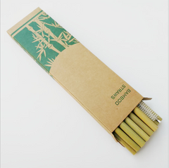 Eco-Friendly Green Yellow Bamboo Drinking Straws 20cm