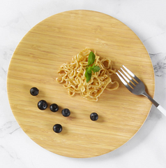 Natural Bamboo Fiber Round Meal Tray – Eco-Friendly Wooden Serving Plate (23cm)