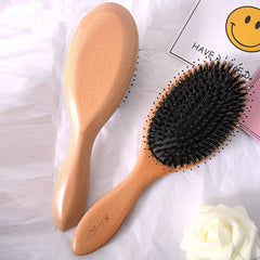 Premium Boar Bristle Wooden Hair Brush – Smooth & Massage Care