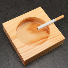 Creative Square Wooden Ashtray – Solid Wood Smokeless Design