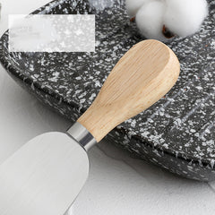4-Piece Stainless Steel Cheese Knife Set Wooden Handles
