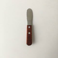 Japanese Style Wooden Handle Butter Knife Serrated Spreader